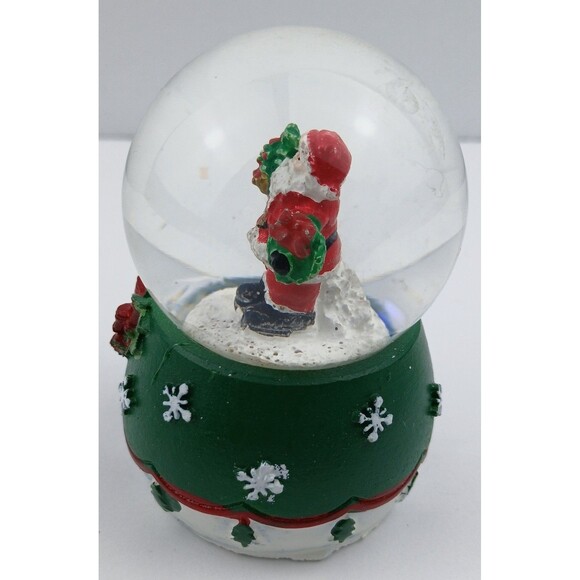 Mini Santa Claus Snowglobe Christmas Snow Globe Miniature Green White Waterglobe - Picture 7 of 16